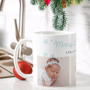 Mug Photos de Noël Bébé Bleu Festives et Joyeuses