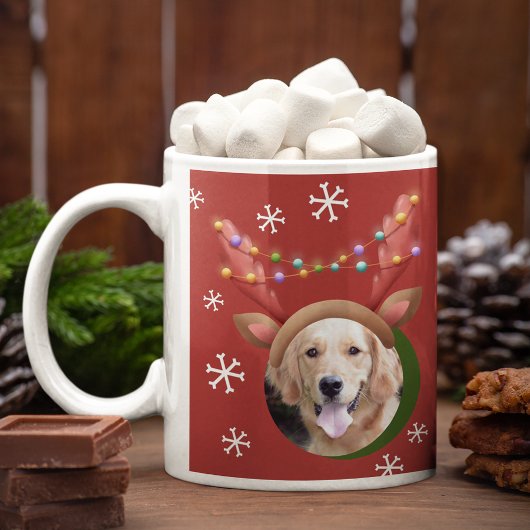 Mug Photos de Noël de chien avec Elf Reindeer Antler C