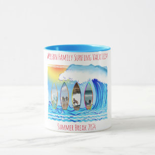 Mug Photos de vacances d'été en famille sur Surfboards