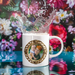Mug Photos encadrées ovales ornementales fausses en or