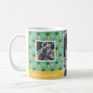 Mug Photos et texte de famille géométriques du motif