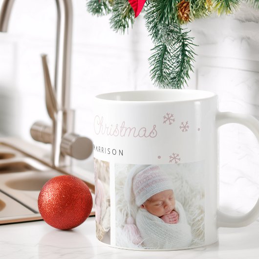 Mug Photos festifs de Noël rose petit joyeux