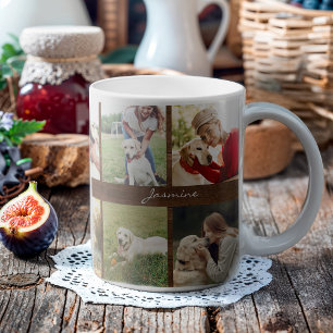 Mug Photos modernes Collage Chien Rustique Bois