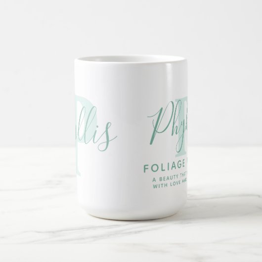 Mug Phyllis nom signification et P monogramme texte ve (Centre)