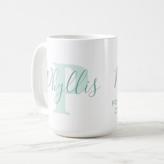 Mug Phyllis nom signification et P monogramme texte ve (Devant gauche)