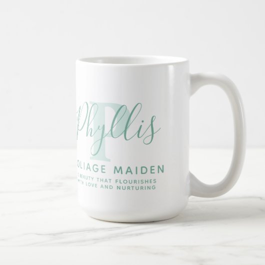 Mug Phyllis nom signification et P monogramme texte ve (Droite)