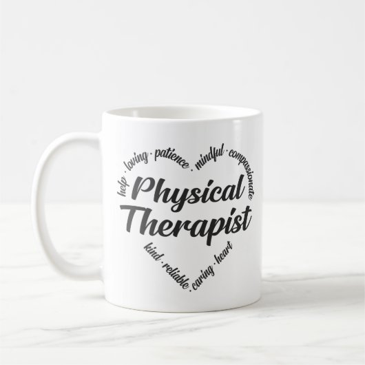 Mug Physothérapeute Mot du coeur Nuage (Gauche)
