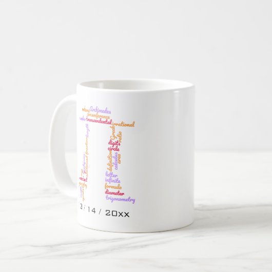 Mug Pi Day Word Cloud (Devant gauche)