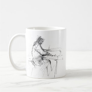 Mug Pianiste Abstrait Minimaliste Jouant du Piano – Él