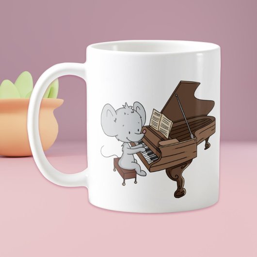 Mug Pianiste Cute Considérant Souris Jouer Piano