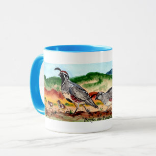 Mug "Piaulements illustration de famille de cailles