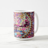 Mug Pic de fleurs florales bleu or violet (Devant droit)