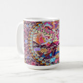 Mug Pic de fleurs florales bleu or violet (Devant gauche)