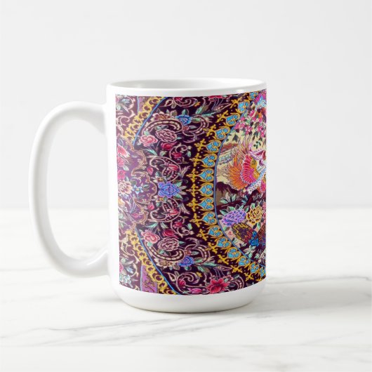 Mug Pic de fleurs florales bleu or violet (Gauche)
