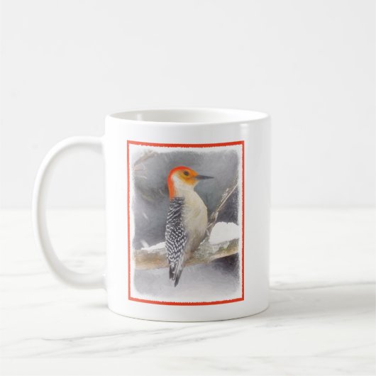 Mug Pichette à ventre rouge Peinture Art original d'oi (Gauche)