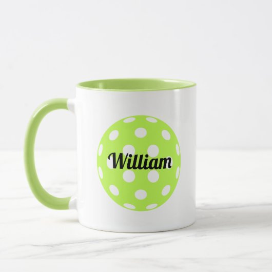 Mug Pickleball Ball Nom personnalisé Vert (Gauche)