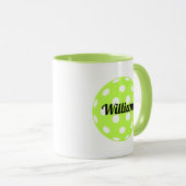 Mug Pickleball Ball Nom personnalisé Vert (Devant droit)