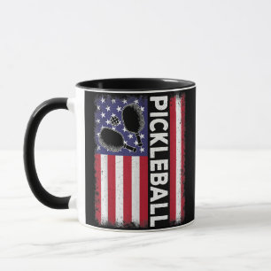 Mug Pickleball Drapeau Américain Drôle Amateur de Pick