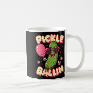 Mug pickleball féminin en cartoon mignon avec