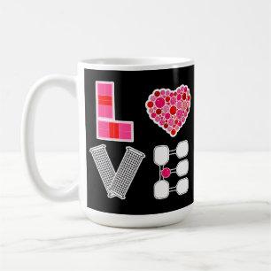 Mug Pickleball Love Heart Court Balls Paddles Noir