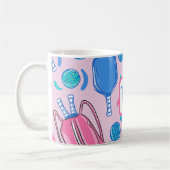 Mug Pickleball Paddle et Balls Pink Preppy initial (Gauche)