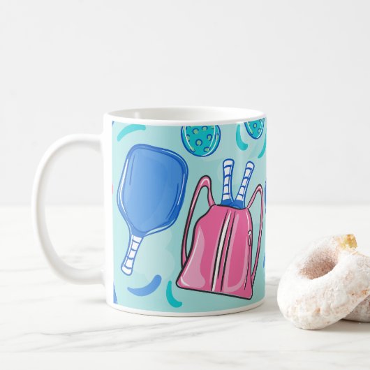 Mug Pickleball Paddles et Balls Blue Preppy (Avec donut)