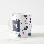 Mug Pickleball Personnalisé Monogramme Bleu Vert Rose (Devant gauche)