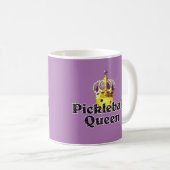 Mug Pickleball Queen, Balle Jaune Violet, Couronne Or (Devant droit)