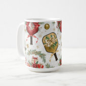 Mug Pickleball thème de Noël avec une raquette (Devant gauche)