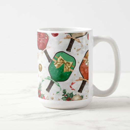 Mug Pickleball thème de Noël avec une raquette (Droite)