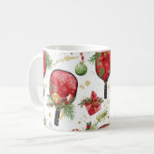 Mug Pickleball thème Noël avec raquette (Devant gauche)