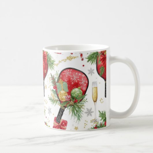 Mug Pickleball thème Noël avec raquette (Droite)