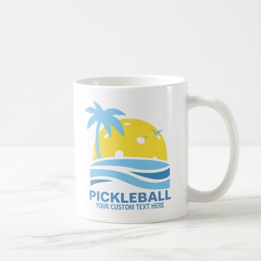 Mug Pickleball Tropical Palm Tree Sun Votre texte pers (Droite)