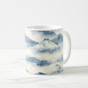 Mug Pics de brume – Paysage de montagne à l'aquarelle 