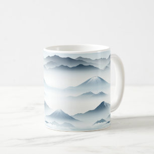 Mug Pics de brume – Paysage de montagne à l'aquarelle 