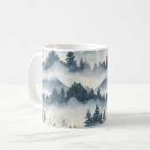 Mug Pics de montagnes enneigées douces - Bleu Blanc (Devant gauche)