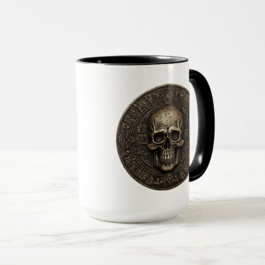 Mug Pièce de crâne 3D ancienne (Devant droit)