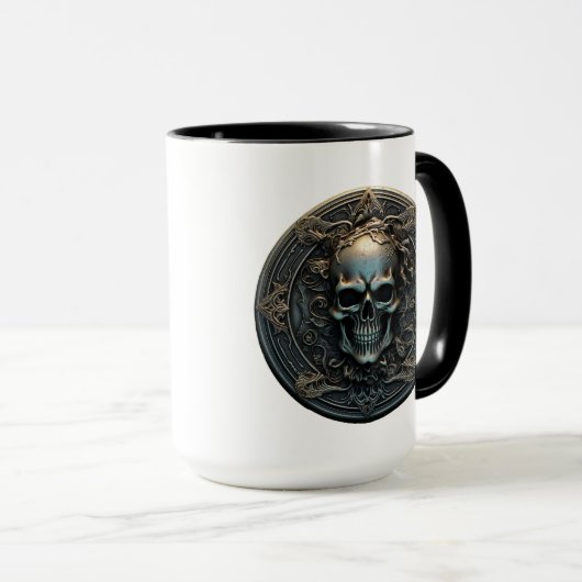 Mug Pièce de crâne 3D ancienne (Devant droit)