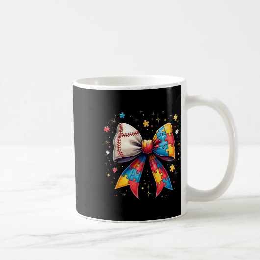 Mug Pièce de puzzle à ruban de baseball Autisme Rétro (Droite)