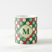 Mug Pièce de puzzle rouge vert Noël Monogramme (Centre)