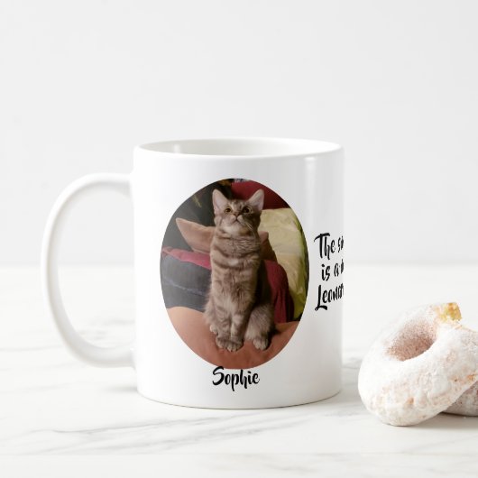 Mug Pièce maîtresse Feline Deux photos et noms (Avec donut)