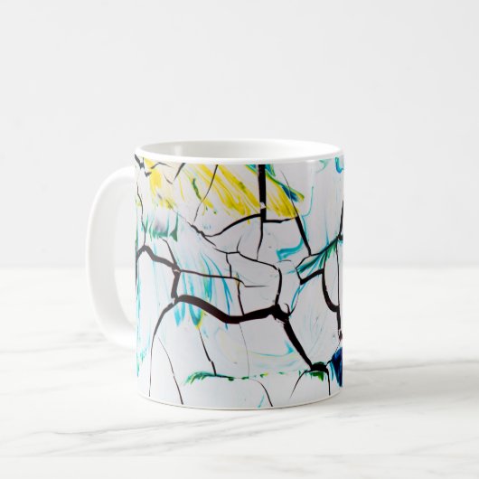 Mug Pièces acryliques multicolores fissurées (Devant gauche)