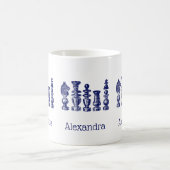 Mug Pièces de jeu d'échecs Art vintage bleu (Centre)