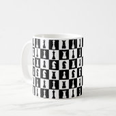 Mug Pièces de jeu d'échecs motif noir et blanc (Devant gauche)