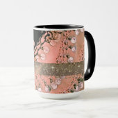 Mug Pièces de Parties scintillant rose et noir corail (Devant droit)