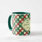 Mug Pièces de puzzle de Noël Nom du Motif géométrique (Devant gauche)