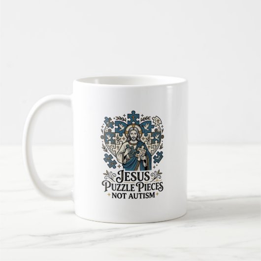 Mug Pièces de puzzle Jésus pas autisme Pièces de puzzl (Gauche)
