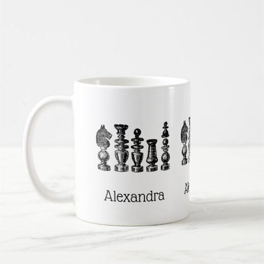 Mug Pièces d'échecs Art Vintage (Gauche)