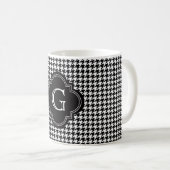 Mug Pied de fond blanc noir classique avec Monogramme (Devant droit)