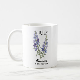 Mug Pied de l'alouette fleur de naissance personnalisé